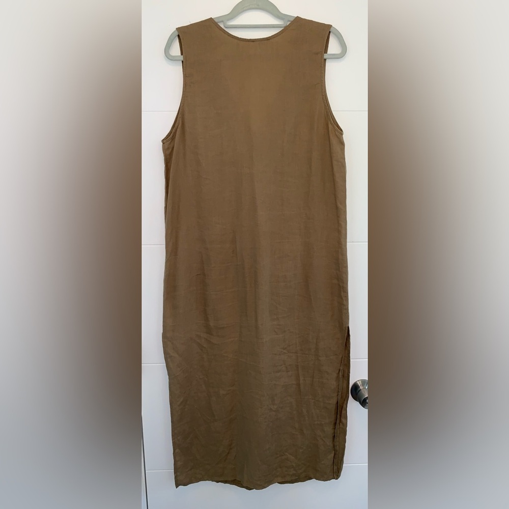 Ozma Linen BILLIE DRESS Maxi Midi Tan Brown small - Picture 2 of 3